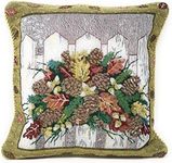 DaDa Bedding Enchanted Winter Garden Throw Pillow Cover - Traditional Festive Florals - Cozy Seasonal Tapestry Cushion Cover - 18" x 18