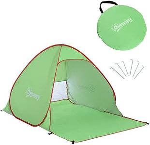 Outsunny Pop up Beach Tent, UV 30+ Sun Shelter with Carry Bag, 2x1.5m for 2-3 Person, Green