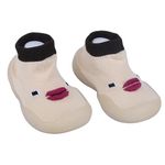 BabyMoo Cute Duck Style Anti-Skid Sock Shoes Ultimate Comfort and Style for Infants, Toddlers, and Kids Lightweight, Durable Rubber Sole Pull-On Design for Boy & Girls-Beige Age 2-3 Years