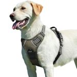 Eagloo Dog Harness, No Pull Pet Harness for Large Dogs, Front Clip Vest Harness Adjustable, Soft Padded Dog Vest, Reflective No-Choke Breathable with Easy Control Handle, Brown, L