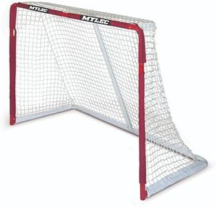 Mylec Official Regulation Sized Steel Hockey Goal for Indoor + Outdoor (6 x 4 Feet), Lightweight & Portable, Sleeve Netting System (Red, 36 Pounds)