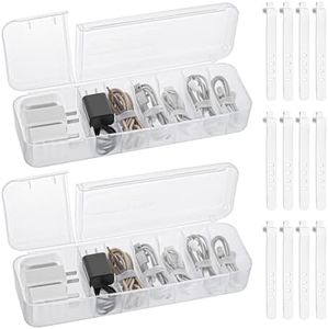 MumdoYAL Organizador de cables de 2 piezas – Caja de almacenamiento para guardar y clasificar cables de carga, práctico protector y enrollador de cables.
