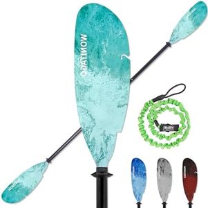 WONITAGO Angler Kayak Paddles Aluminum Paddle with Plastic Blades and Paddle Leash, Floating Adjustable Fihsing Kayak Oars, 3 Piece, 230-250cm/90-98 inch Teal