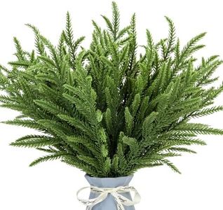 24Pcs Norfolk Pine Branches Stems 13.5" Artificial Pine Needles Sprigs Norfolk Pine Garland Accessories Vase Fillers Winter Fake Christmas Tree Picks Greenery Sprays for DIY Wreaths (24, Green)