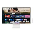 Samsung 32 Inch M8 White UHD Smart Monitor with 4k AI upscaling, HDR 10+, Smart TV apps, USB-C, Active Voice Amplifier- (LS32DM801UNXZA) [Canada Version] (2024)