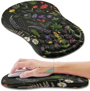 Hokafenle Ergonomic Mouse Pad Wrist Support, Wrist Rest Mousepad for Carpal tunnel Pain Relief with Integrated Memory Foam Slope Massage Bulge (11.8x7.9 inch,Flowers