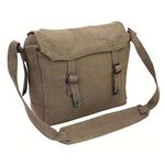 Outdoor World Canvas Web Messenger Lunch Bag 1 Adjustable Strap - Unisex Vintage Military Style Satchel for Work, School, Travel - Shoulder Crossbody Haversack (Olive)