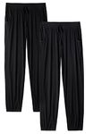 ROSYLINE Womens Jogger Pants Soft Lounge Pants Sleep Pajama Bottoms with Pocket Black Black S