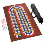 Tabletop Cribbage - Giant 4 Track Board Game Set with Carry Case, Pawns, Playing Cards Included - Classic Retro Boardgames, for Adults & Seniors - 2-4 Players