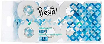 Amazon Brand - Presto! 3 Ply Toilet Paper Roll | 2400 Pulls | 300 Pulls x 8 Rolls | Soft and Highly Absorbent | OBA-Free | Smooth Feel | 100% Natural Virgin Cellulose Fiber
