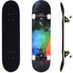 ERNAN Skateboards,Skateboards for Beginners, 31" x 8" 7 Layer Canadian Maple Double Kick Concave Deck, Complete Skateboard for Boys Girls Teens Adults Beginner (Starry Sky)