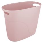 JiatuA Plastic Small Trash Can Slim Waste Basket with Handles 3.2 Gallon Narrow Garbage Container Bin for Bathroom, Bedroom, Kitchen, Home Office Under Desk, Dorm, Laundry Room, Kids Room, Pink