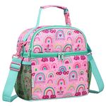 VASCHY Lunch Bag for Kids, Insulated Lunch Box Double Compartments Cooler Lunch Tote for Toddlers Girls School/Daycare/Picnic Rainbow