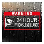 HMDZMR Video Surveillance Stickers Sign 2" x 4"Security Sign 24 Hour Camera Warning Security Decal Self Adhesive Security Stickers for Window Door Car (4Pcs)