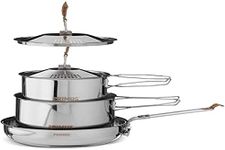 Primus | Stainless Steel Campfire Cookset - Small | Nesting Pots & Pan for Camping and Outdoor Cooking