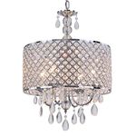 Q&S Modern Crystal Chandeliers for Dining Room,Glam Chrome Chandelier 4 Lights for Kitchen Island Living Room Foyer Entryway Office UL Listed