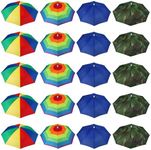 Kacctyen 20 Pieces Umbrella Hat for Adults Waterproof Umbrella Cap for Beach Fishing Hiking (Mixed Color, Mixed Style)