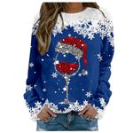 Christmas Jumper for Women UK Long Sleeve Crewneck Sweatshirts Casual Christmas Sweatshirts Winter Christmas Print Ladies Pullover Tops Loose Women's And Men's Tops for Work Officce