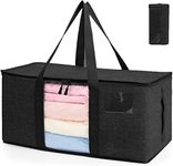 Double R Bags Large Capacity Storage Moving Bags Organizer for Clothing Blanket Bedding Books Document Toy Storage Heavy Duty With Sturdy Strong Handles Zippers Clear Window (6, Black)