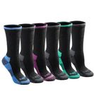 Dickies womens Dritech Advanced Moisture Wicking Crew Sock (6/12 Packs)Black Assorted (6 Pairs),Shoe Size: 6-9