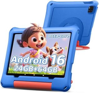 10 inch Kids Tablet, Android 16 Tablet for Kid, Octa-Core Processor, 24GB RAM, 64GB ROM 1TF Card Expandable for Toddler Children,Tablets with Case, Parental Control, 6000mAh, WiFi, BT5.0, Dual Camera