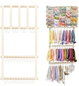 POVETIRE Headband Holder Hair Bows Organizer for Girls, Baby Headbands Hair Accessories Organizer Storage Wall Hanging Decor for Toddler Girls Room Beige