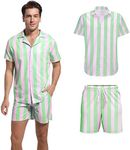 ZOKJFDK Men Costume for Adult Men Cosplay Beach Costumes Suits Shirt Shorts Outfits Men Doll Costume for Halloween Party, Green, Large