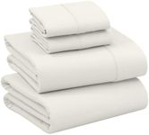 RUVANTI 100% Cotton Sheets - Crispy Cooling Percale Sheets for Full Size Bed, Breathable & Durable Full Sheet Set, 16 Inches Deep Pocket Bed Sheets, Ivory, 4 Pieces