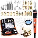 Wood Burning Kit, Preciva 45 in 1 Wood Burning Pyrography Pen, Wood Engraving Craft Kit with Pyrography Basics and 60W Adjustable Temperature Wood Burner Pen Tool for Carving with 31 Tips,Orange