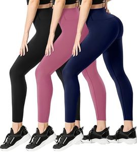 FULLSOFT 3 Pack Leggings for Women High Waisted Soft Tummy Control Yoga Pants for Workout Athletic Running Reg & Plus Size