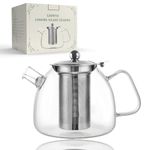 LIBWYS teapot 1000ml with removable strainer,Glass teapot made of heat-resistant borosilicate glass,Suitable for brewing tea, flower tea, herbal tea and tea bags