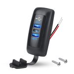 Linkstyle USB Car Charger Socket, Dual QC3.0 USB A & PD3.0 Type C USB Socket Panel for 12V/24V Car Marine Truck