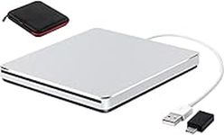 SOMDARHK External CD DVD Drive USB & Type-C Portable CD/DVD Burner Writer Reader, Slim Optical Disc Drive DVD Player for Laptop Mac MacBook Air Pro Apple PC Computer Windows 11/10