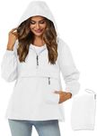 Avoogue Women's Rain Jackets Waterproof with Hood Foldable Rain Jacket Women Pullover Windbreaker White S