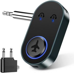 OQIMAX Bluetooth Transmitter 5.3, Airplane Bluetooth Adapter, Airplane Headphone Adapter with Dual Connection, Portable Airfly Pro, 16H, 3.5mm Aux to Bluetooth Adapter for TV, PC, Home Stereo