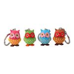 RainSound 3D Owl Figurines Quirky Keychain (Pack of 4)