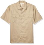 Amazon Essentials Men's Short-Sleeve Stain and Wrinkle-Resistant Work Shirt, Khaki, Medium