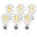 ORALUCE LED Edison Light Bulb 60 Watt Equivalent E26, Vintage Clear Light Bulbs 6W 2700K Warm White 700 Lumen, A19 LED Filament for Ceiling Light Fixture, Non-dimmable, 6 Pack