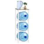 Water Dispenser Stand 5 Gallon Water Jug Holder with Storage Shelves, 3-Tier Water Bottle Holder Storage Rack with Water Cooler Jug Rack for Kitchen Living Room Office, Rustic Grey