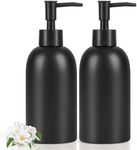 Natheeph 14OZ Ceramic Soap Dispenser Ceramic Soap Pump Dispenser Can Fill Liquid for Bathroom/Kitchen (2PC Black)