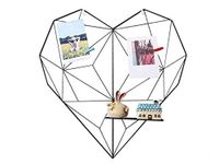 Pikify Metal Heart-Shaped Photo Grid Frame for Wall [28 * 28INCH], Accessories-Set of 10clips (Black)