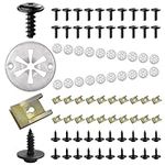 80 Pcs Car Body Trim Clips,Metal Fender Bolts And U-Clip Fasteners Kit,Plum Screws,Starlock Washers Box Set,For Fixing And Repairing Plastic Mud Flaps,Bumpers,Heat Shields,Engine Bonnets