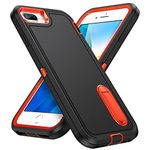 IDweel for iPhone 8 Plus Case,Case for iPhone 7 Plus/6S Plus/6 Plus Case with Build-in Kickstand,Heavy Duty Protection Shockproof Anti-Scratch Slim Fit Protective Sturdy Hard Cover,Orange