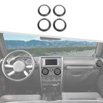 Jimen Compatible with Jeep Wrangler JK & Unlimited 2007-2010, 4PCS Center Console Dash Air Conditioning Outlet Cover AC Vent Ring Interior Trim Accessories (Carbon Fiber)