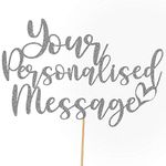 Personalised Message Glitter Cake Topper by Cakeshop | Custom Colour Any Name, Any Age, Any Words Glitter Cake Decoration for Birthday Cakes, Anniversaries, Leaving Parties, Hen Parties (Dark Silver)