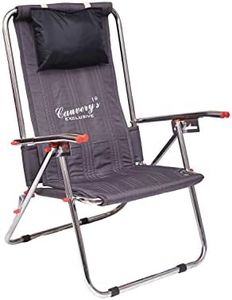 cauvery Folding Indoor/Outdoor Easy Chair for Lawn|Portable and Foldable Recliner Chair for Resting|Adjustable Pillow|Full Body Support|Young and Old People (Grey)