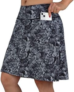 beroy Skorts Skirts for Women,20" Knee Length Skirted for Women,Athletic Skirt with Shorts, Grey Leaf, Small