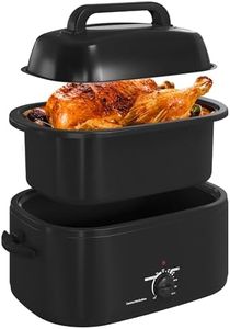 RoyalCraft 26-Quart Electric Roaster Oven with Visible Self-Basting Lid, Turkey Roaster Oven with Removable Pan and Rack, Perfect for Large Meals and Holiday Feasts, Black