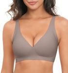 Xcutting Deep V Bras for Women No Underwire Women's Seamless Bras No Underwire Push Up Bras Soft Wireless Comfort Bralettes Full Coverage Everyday Bra (Grey,3X-Large)