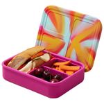 LunchBots Build -a- Bento Lunch Box, Silicone Bento Box for Kids, Multi-Compartment Lunch Container, Oven & Dishwasher Safe, BPA Free, 32 oz - Tie Dye Pink